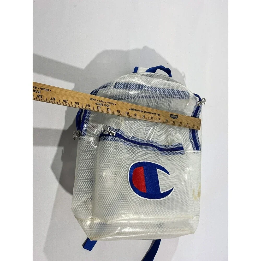 CHAMPION Clear Blue Logo Supercize Backpack Bag School Travel Stains Unisex
